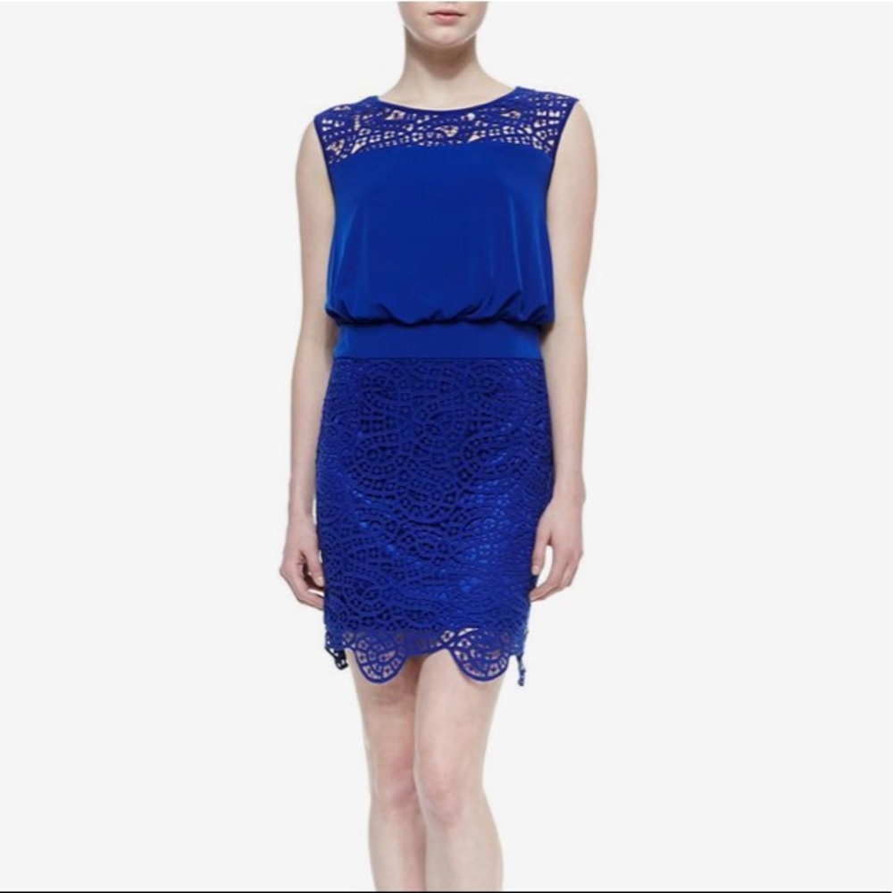 Laundry By Shelli Segal Cobalt Blue Lace Midi Dress